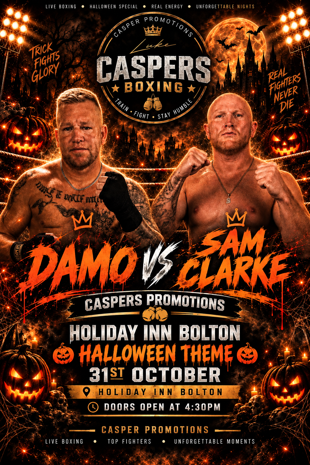 Damo vs Sam Clarke Halloween boxing poster